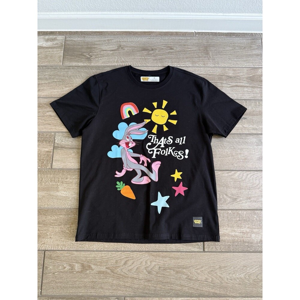 looney tunes shirt Freeze Max Bugs Bunny adult XL black shirt "Thats All Folks"